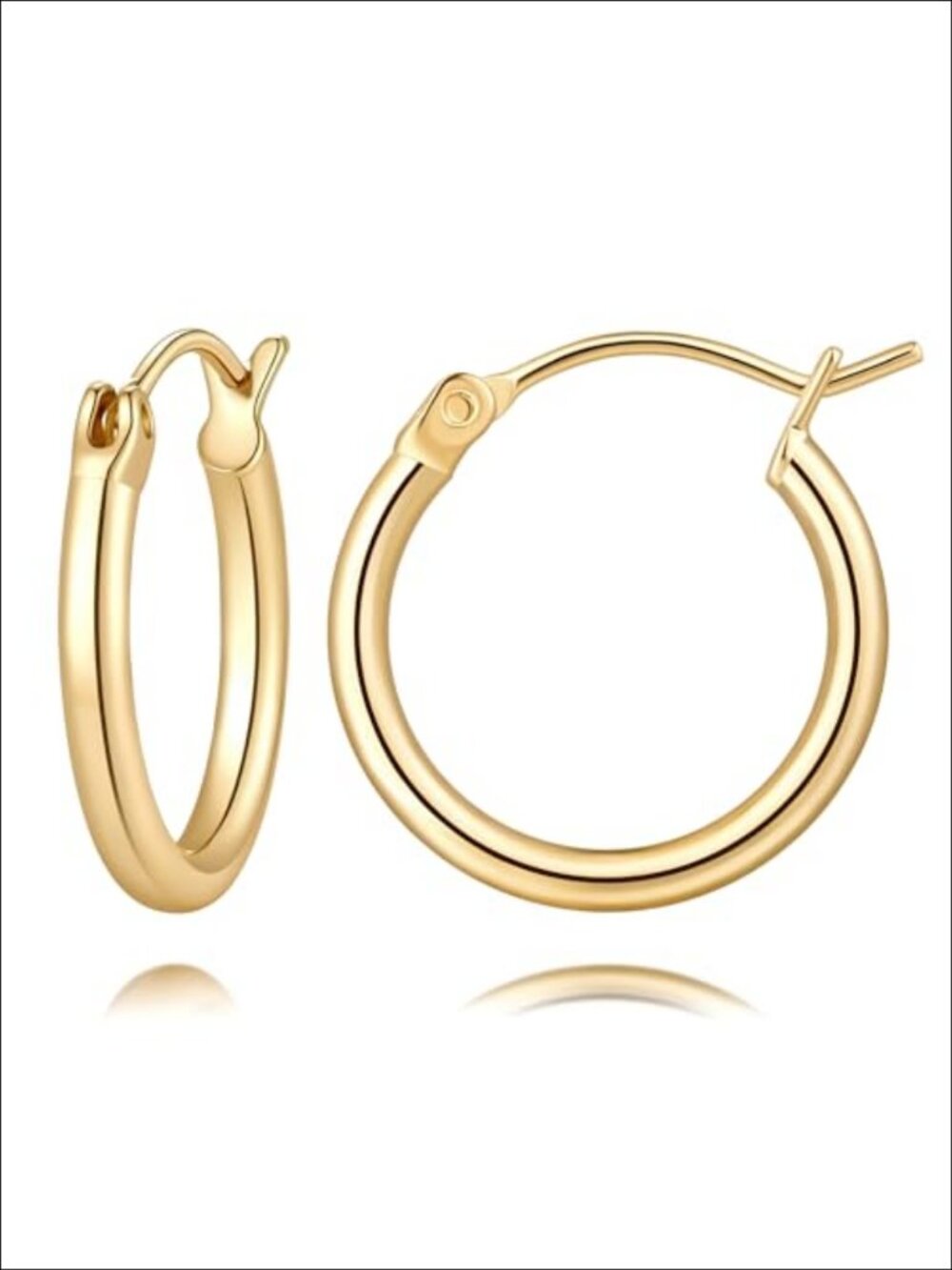14K Gold Plated Hoop Earrings Latch Back Minimalist
